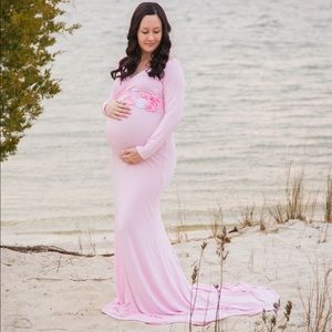 Pink Maternity Photo Shoot Baby Shower Gown